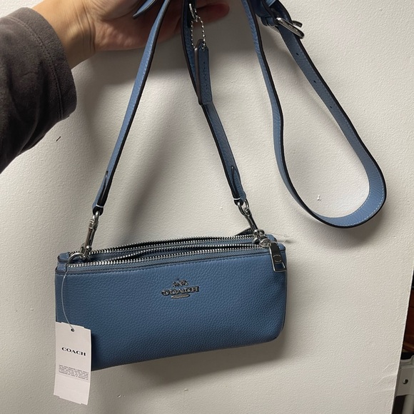 NEW Coach Pebble Leather Double Zip Crossbody Bag Detachable Strap Drop22”CJ789 - Picture 5 of 17